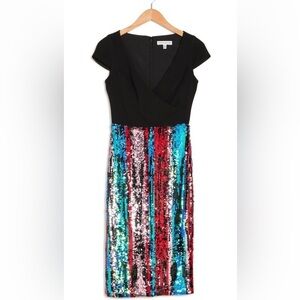 Dress the Population Cap Sleeve Plunge Dress